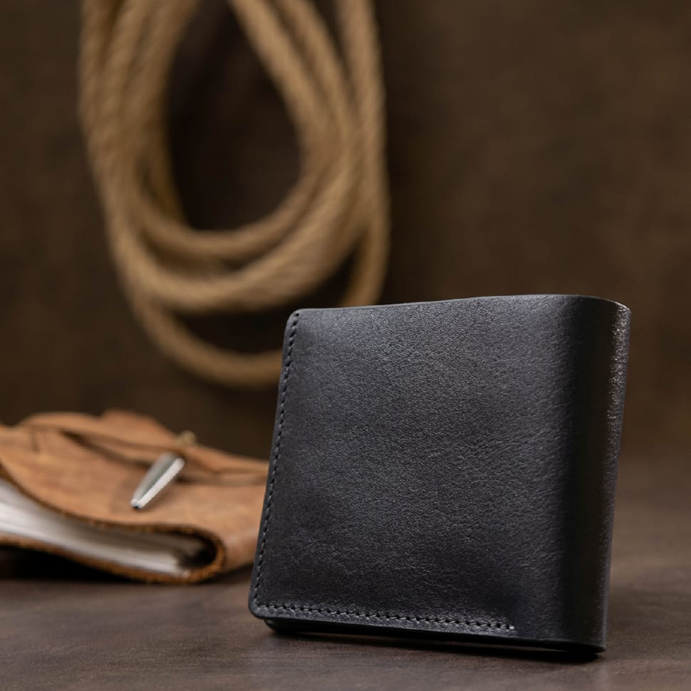 Шкіряне чоловіче стильне портмоне GRANDE PELLE 11552 Синій