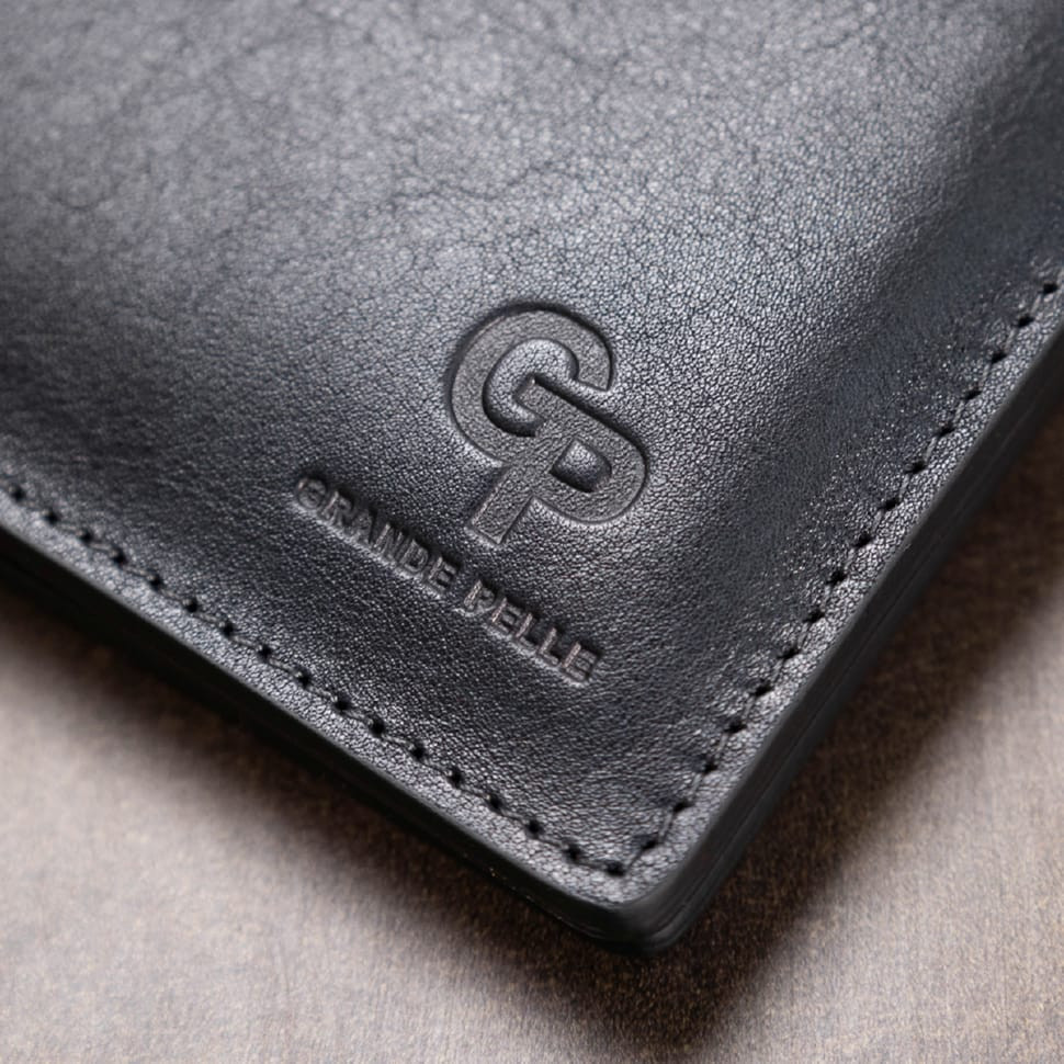 Шкіряне чоловіче стильне портмоне GRANDE PELLE 11552 Синій
