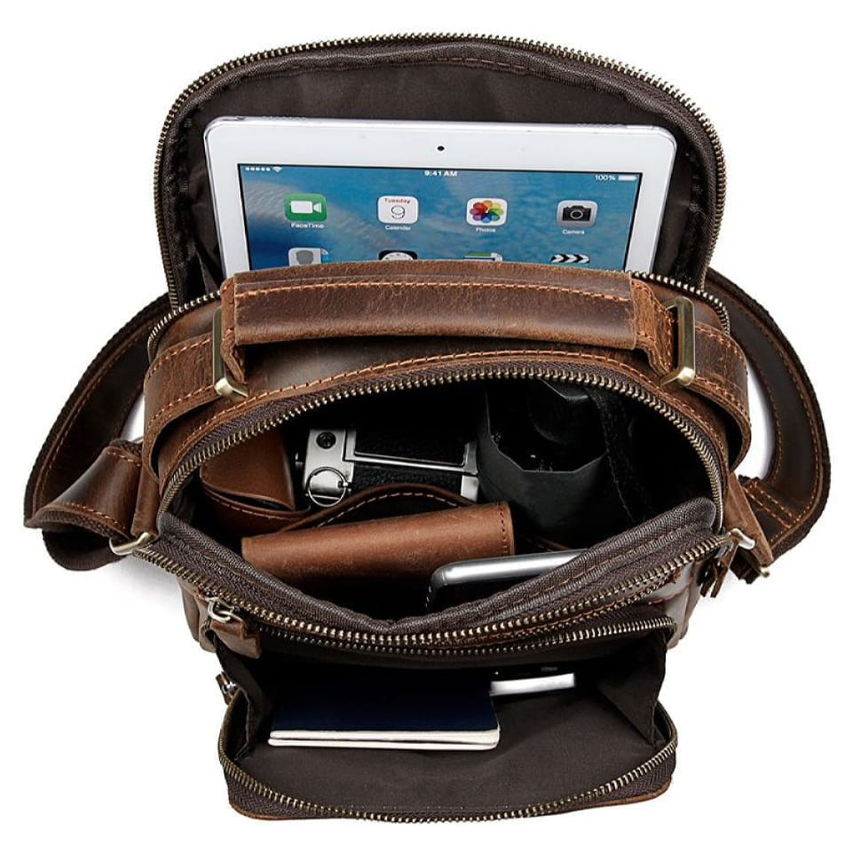 Шкіряна чоловіча сумка через плече та з ручкою JD1063R John McDee