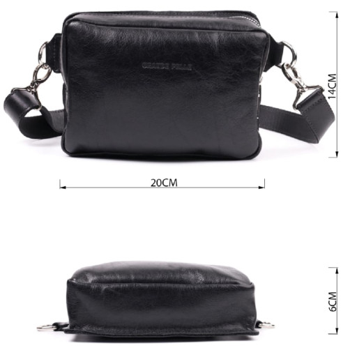 Сумка бананка прямокутного формату із якісної натуральної шкіри GRANDE PELLE 22576 Чорний