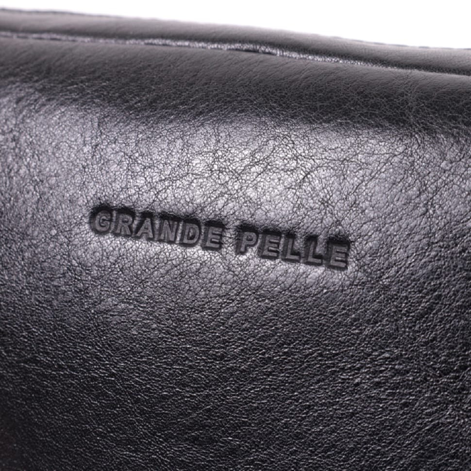 Сумка бананка прямокутного формату із якісної натуральної шкіри GRANDE PELLE 22576 Чорний