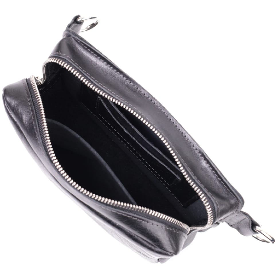 Сумка бананка прямокутного формату із якісної натуральної шкіри GRANDE PELLE 22576 Чорний