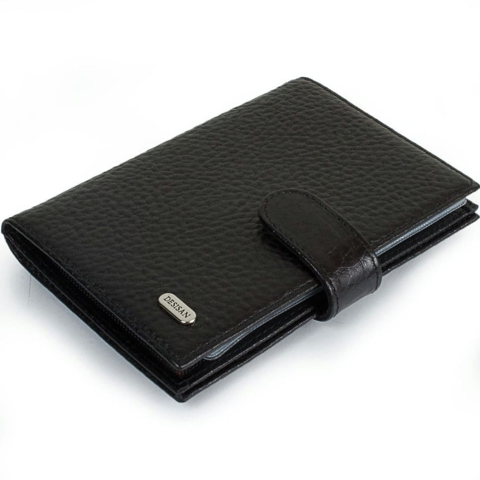 Обкладинка авто+паспорт шкіряна Desisan 102-01 чорний дрібний флотар
