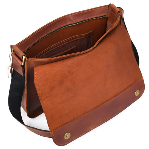 Шкіряна сумка через плече формату А4 Limary lim-3028RB коньячна