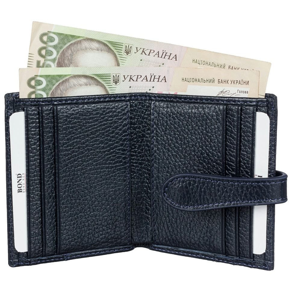 Кредитниця з відділом для купюр шкіряна BOND 561-1170 синій флотар