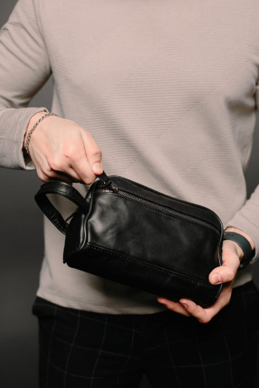 Men's Neser, Genuine Leather Organizer Bag ST006 (Black)