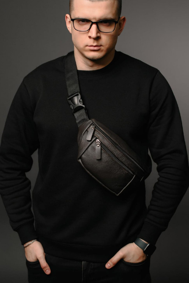 Men`s genuine leather fanny pack, brown SL032 (brown)