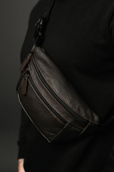 Men`s genuine leather fanny pack, brown SL032 (brown)