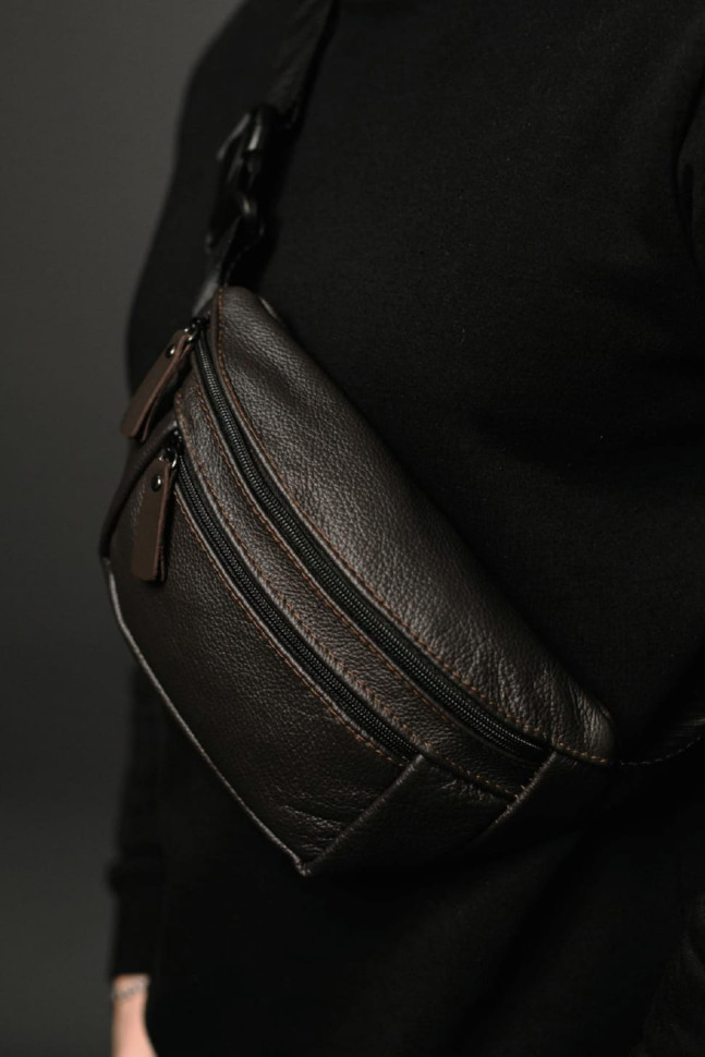 Men`s genuine leather fanny pack, brown SL032 (brown)