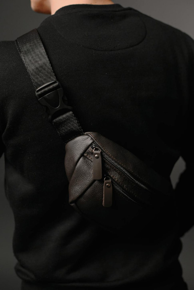 Men`s genuine leather fanny pack, brown SL032 (brown)