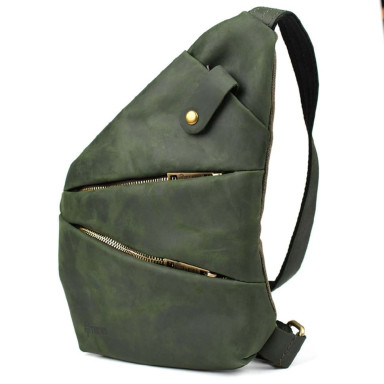 Mens sling bag over the shoulder mix of canvas and leather TARWA REE-6402-3md