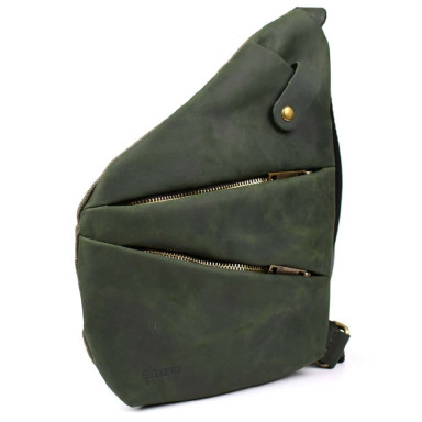 Mens sling bag over the shoulder mix of canvas and leather TARWA REE-6402-3md