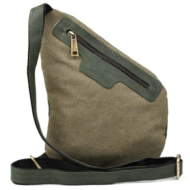 Mens sling bag over the shoulder mix of canvas and leather TARWA REE-6402-3md