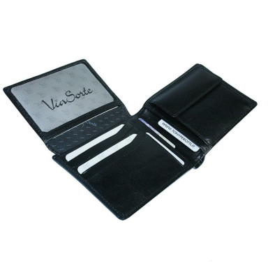 Leather wallet Viasorte 533 nero black