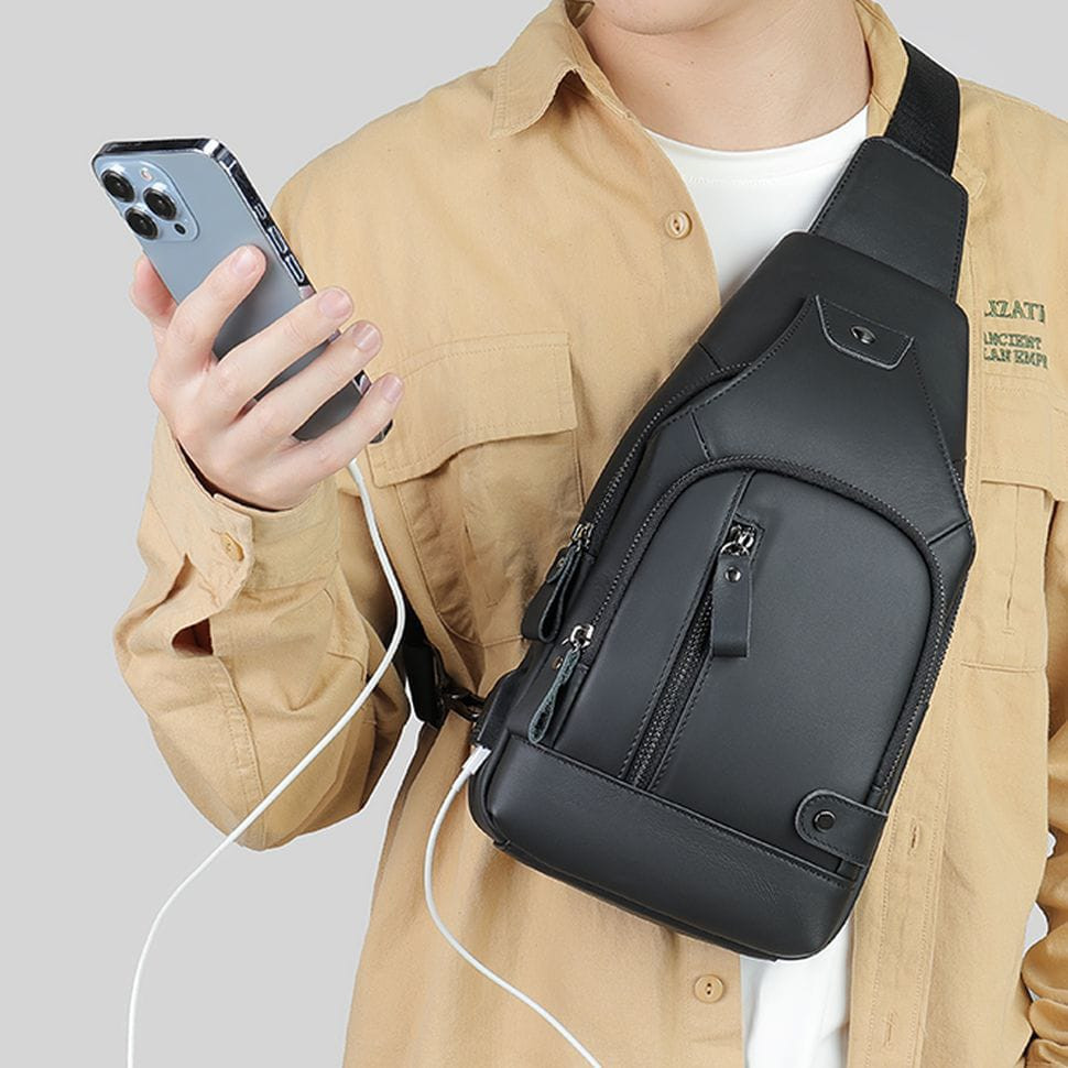 Модний рюкзак 4004A-2 моношлейка із натуральної телячої шкіри John McDee