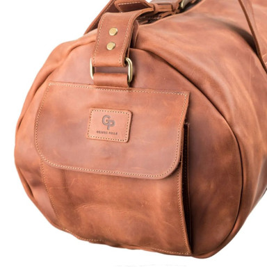 Travel bag, color cognac Grande Pelle 760123