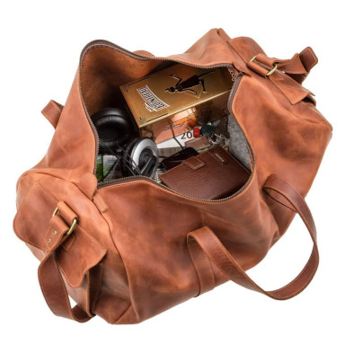 Travel bag, color cognac Grande Pelle 760123