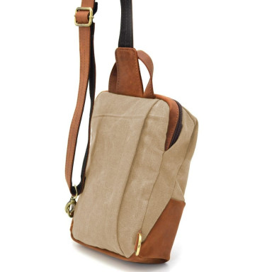Shoulder sling, chest bag made of leather and canvas TARWA RBs-1905-3md