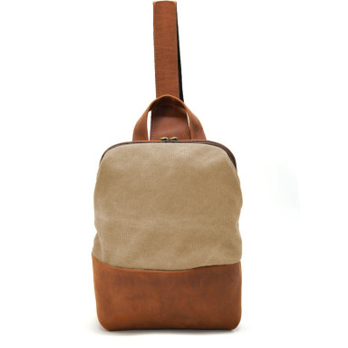 Shoulder sling, chest bag made of leather and canvas TARWA RBs-1905-3md