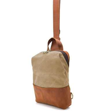 Shoulder sling, chest bag made of leather and canvas TARWA RBs-1905-3md