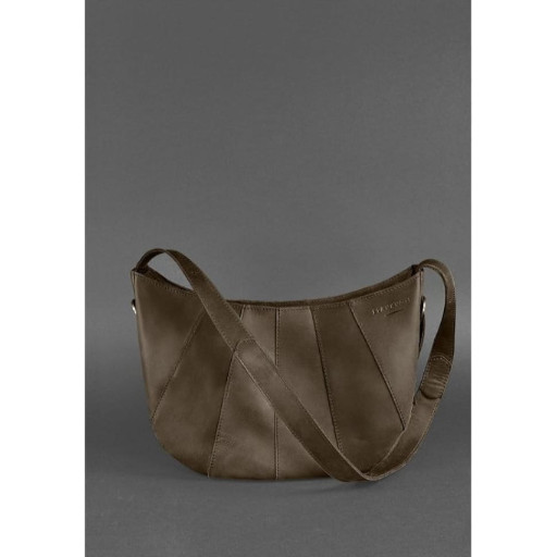 Шкіряна сумка Круасан темно-коричнева