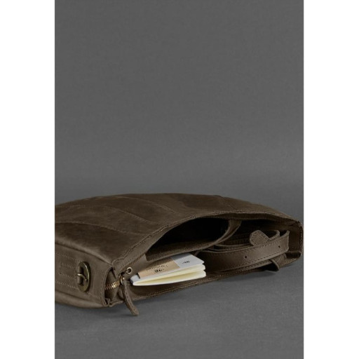 Шкіряна сумка Круасан темно-коричнева