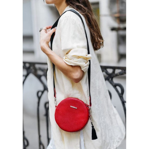 Кругла жіноча шкіряна сумочка Tablet червона