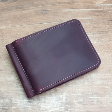 Шкіряний гаманець з притиском для грошей і монетницею BGS 12,5*8,5 см бордовий BGS3139