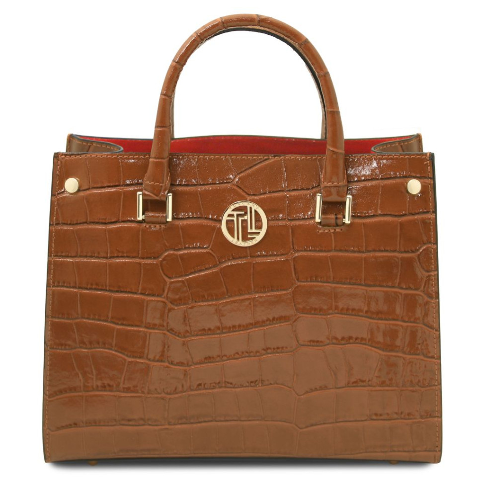 Жіноча шкіряна сумка з тисненням крокодилу Croque Croc Tuscany TL142504