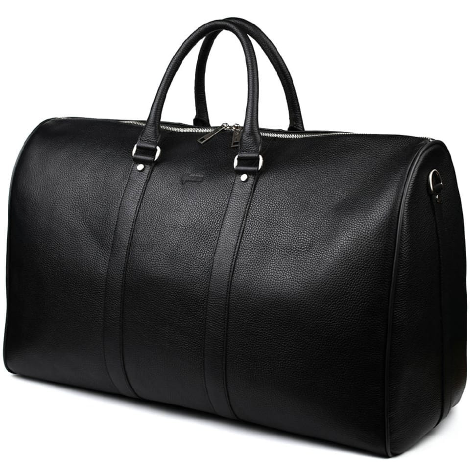 Велика шкіряна сумка дорожня 61см TARWA FA-9551-4lx чорний флотар