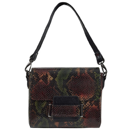 Сумка жіноча шкіряна Desisan 2045-586 чорно-зелена змія