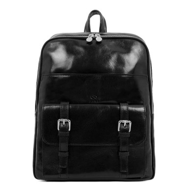 Large Leather Backpack for Men - The Divine Comedy - Black color - Time Resistance 5209401