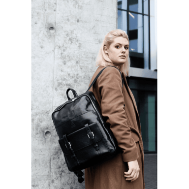 Large Leather Backpack for Men - The Divine Comedy - Black color - Time Resistance 5209401