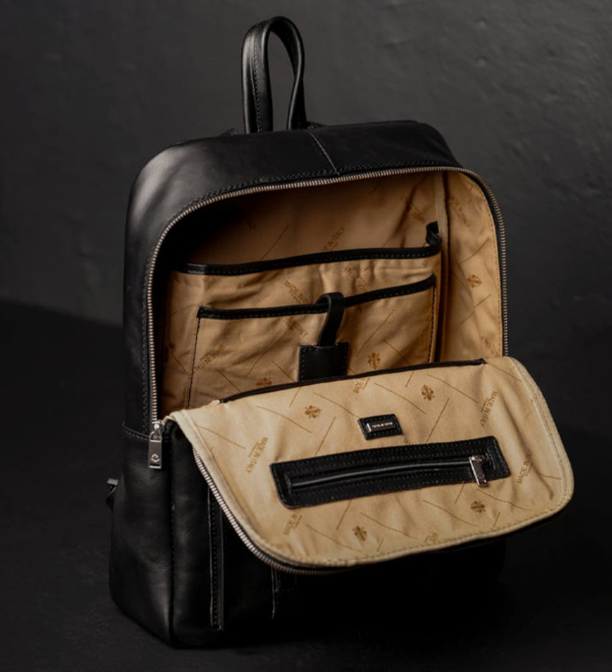 Великий шкіряний рюкзак для чоловіків - The Divine Comedy - Чорний колір - Time Resistance 5209401