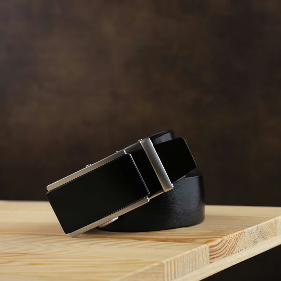 Чоловічий ремень з автоматичною пряжкою Vintage 20294 Чорний