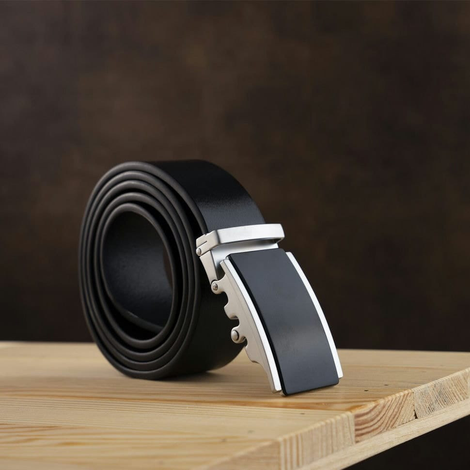 Чоловічий ремень з автоматичною пряжкою Vintage 20294 Чорний