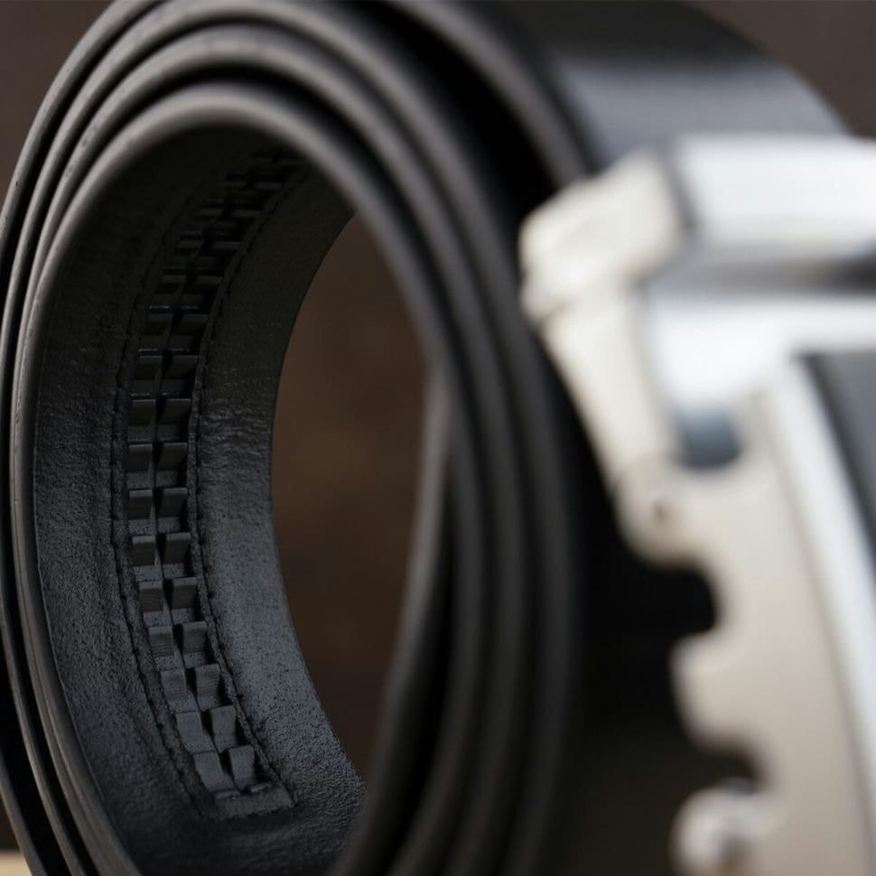 Чоловічий ремень з автоматичною пряжкою Vintage 20294 Чорний