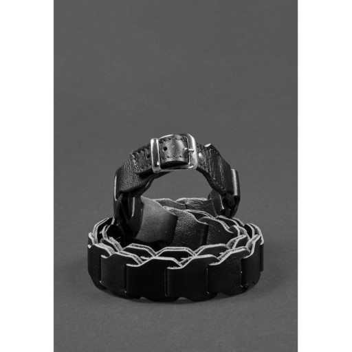 Жіночий шкіряний бохо-ремінь чорний краст