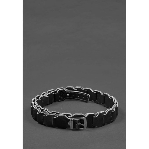 Жіночий шкіряний бохо-ремінь чорний краст