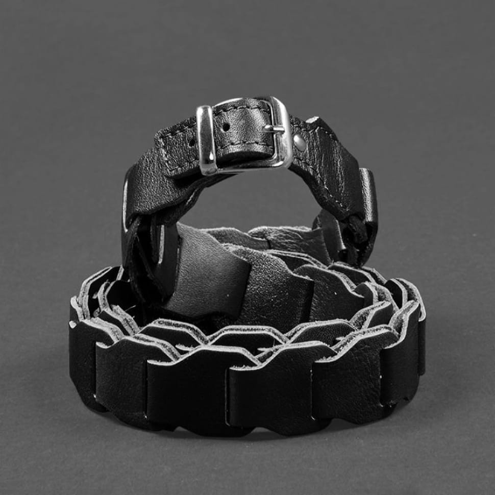 Жіночий шкіряний бохо-ремінь чорний краст