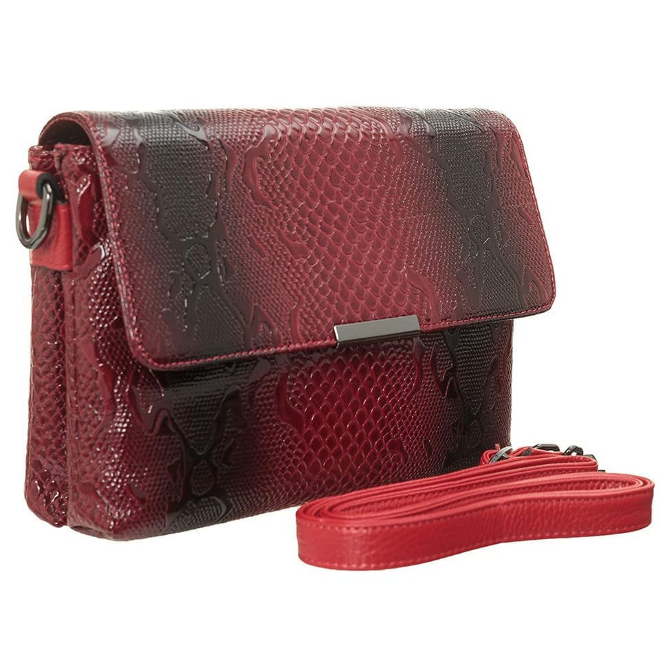 Women's leather bag Desisan 2010-500 red pattern