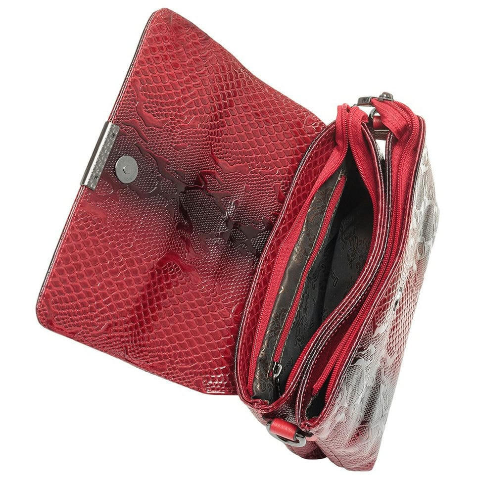 Women's leather bag Desisan 2010-500 red pattern