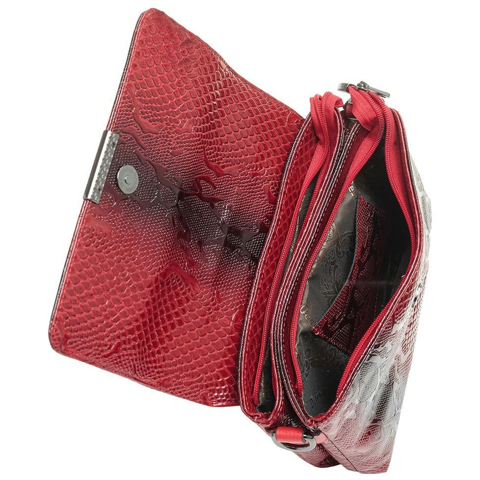 Women's leather bag Desisan 2010-500 red pattern