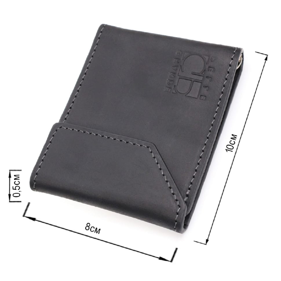 Компактний шкіряний затискач для грошей з утримувачем для Apple AirTag GRANDE PELLE 11617 Чорний