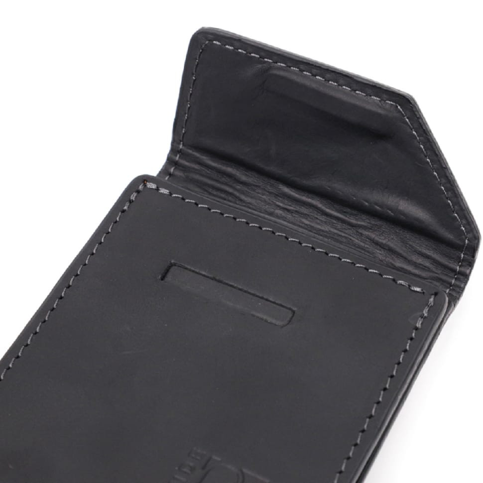 Компактний шкіряний затискач для грошей з утримувачем для Apple AirTag GRANDE PELLE 11617 Чорний