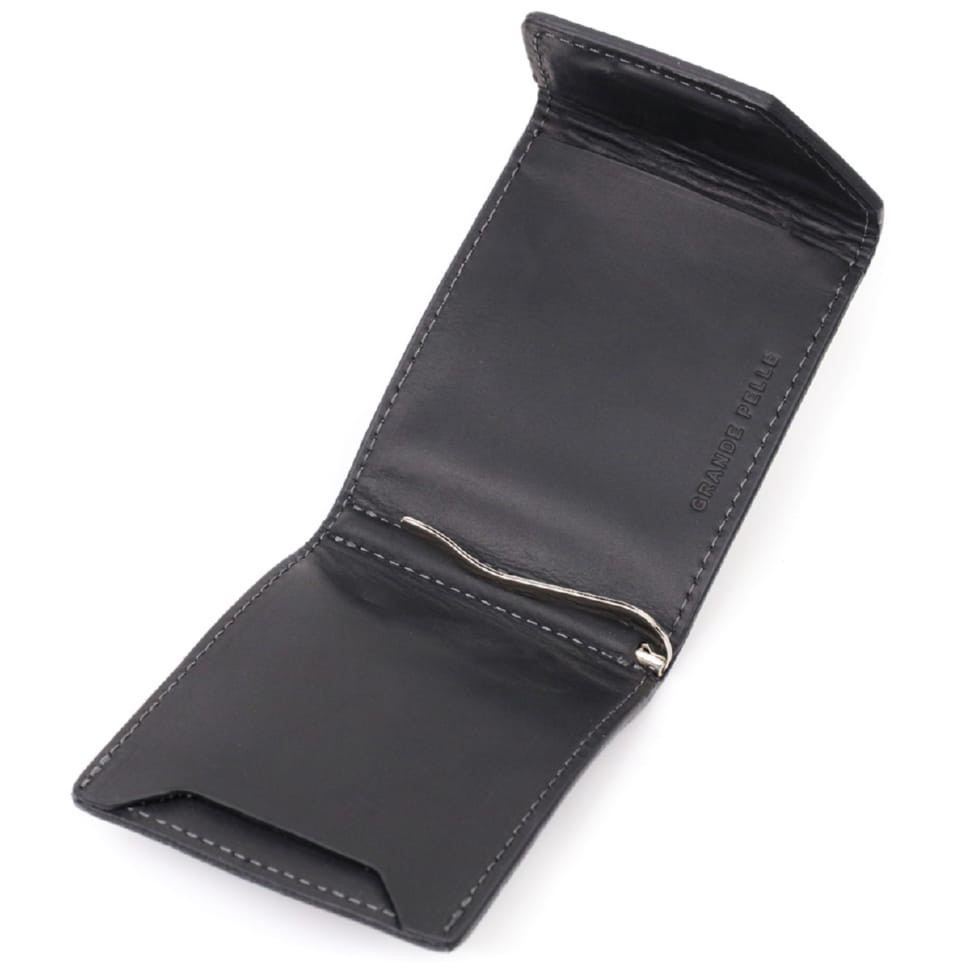 Компактний шкіряний затискач для грошей з утримувачем для Apple AirTag GRANDE PELLE 11617 Чорний
