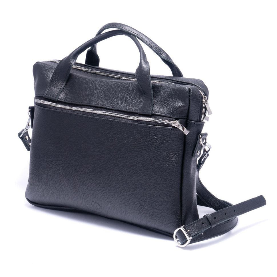 Чорна шкіряна сумка для документів Дікей 028ч