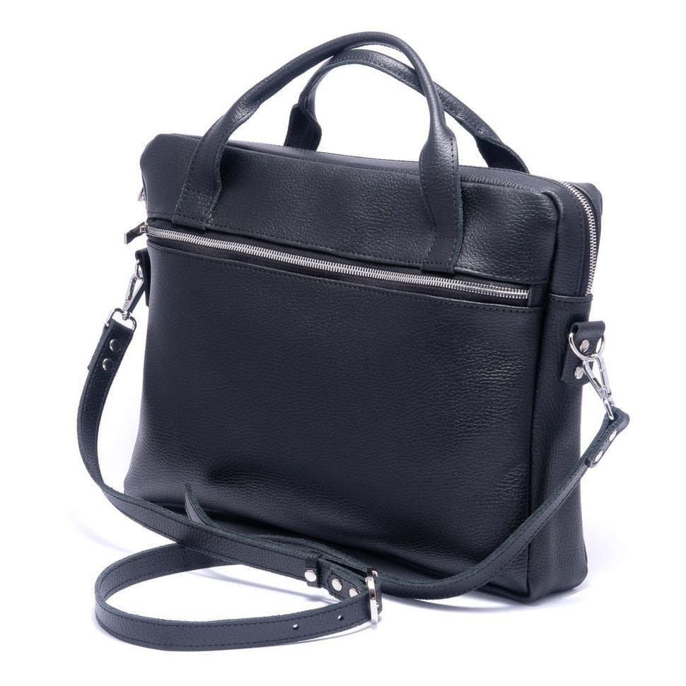 Чорна шкіряна сумка для документів Дікей 028ч