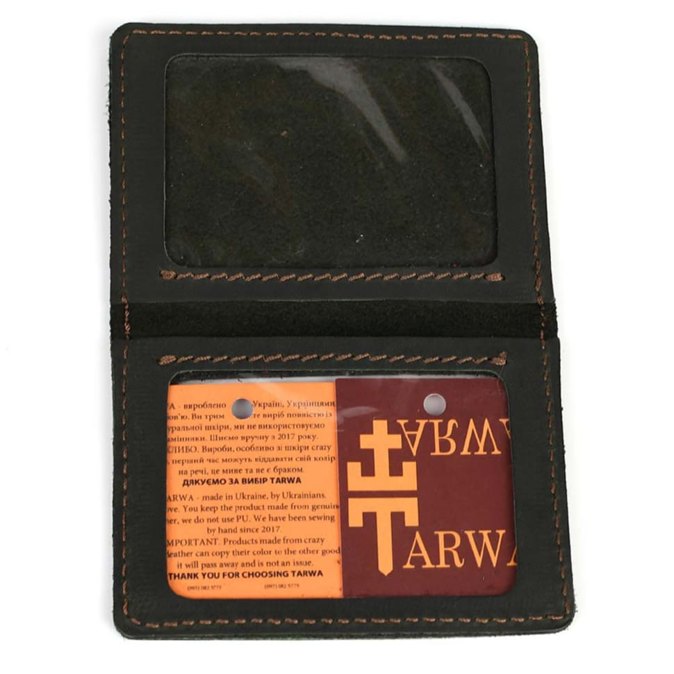 Leather cover for ID card, ID passport, driver's license TARWA RE-0114-4sa green