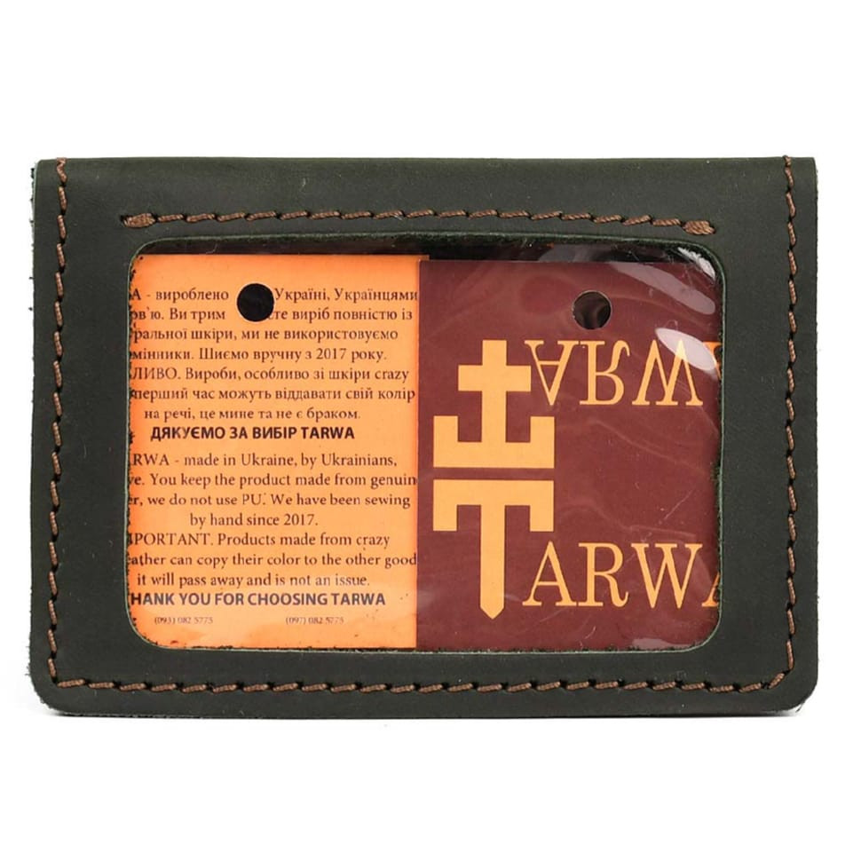 Leather cover for ID card, ID passport, driver's license TARWA RE-0114-4sa green